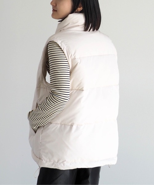 cepo（セポ）の「エアコンダウン ハイネックパデットベスト（ダウンベスト・レディース・ブラック/オフホワイト・M）」の4枚目の写真