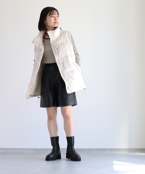 cepo（セポ）の「エアコンダウン ハイネックパデットベスト（ダウンベスト・レディース・ブラック/オフホワイト・M）」の8枚目の写真