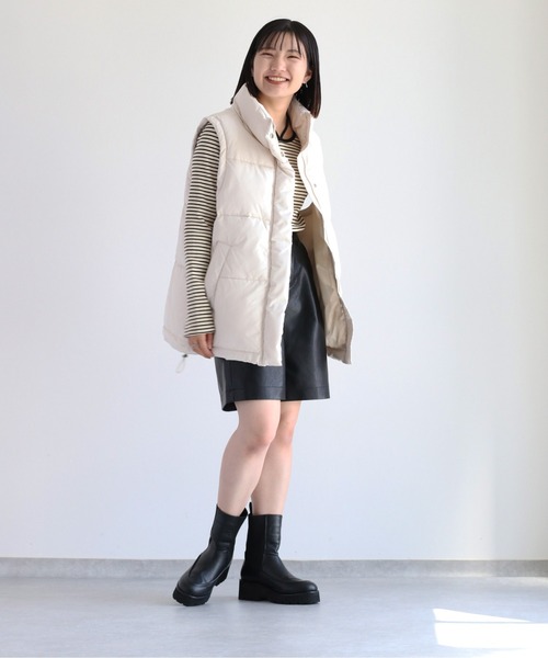 cepo（セポ）の「エアコンダウン ハイネックパデットベスト（ダウンベスト・レディース・ブラック/オフホワイト・M）」の9枚目の写真