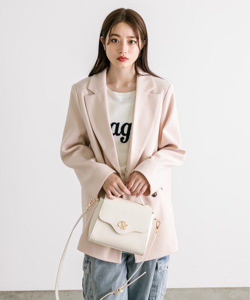 OLIVE des OLIVE(オリーブデオリーブ)の「エンブレム付きフラップショルダー 1032120140(ショルダーバッグ・レディース・ピンク/ブラック/アイボリー・FREE)」の13枚目の写真