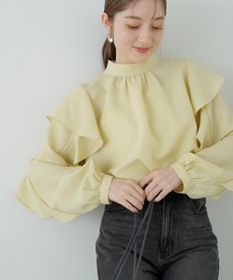 N.（N. Natural Beauty Basic） | ◆ふくれジャガードラッフルスリーブブラウス(シャツ/ブラウス)