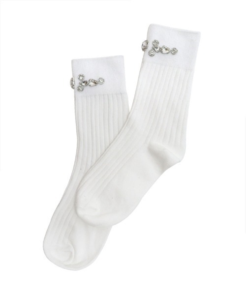 DONOBAN（ドノバン）の「ビジューソックス（ソックス/靴下・レディース・ホワイト/ブラック系その他/ブラック/アイボリー・22-24cm）」の22枚目の写真