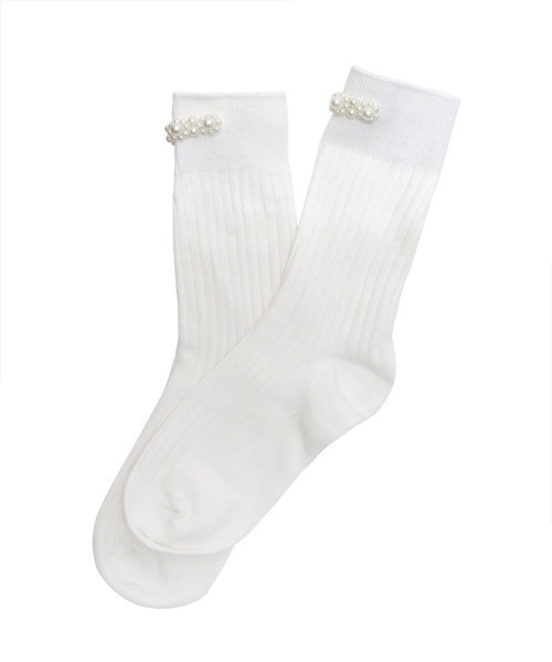 DONOBAN（ドノバン）の「ビジューソックス（ソックス/靴下・レディース・ホワイト/ブラック系その他/ブラック/アイボリー・22-24cm）」の6枚目の写真