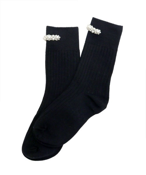 DONOBAN（ドノバン）の「ビジューソックス（ソックス/靴下・レディース・ホワイト/ブラック系その他/ブラック/アイボリー・22-24cm）」の7枚目の写真