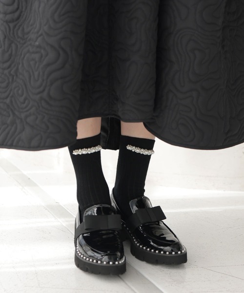 DONOBAN（ドノバン）の「ビジューソックス（ソックス/靴下・レディース・ホワイト/ブラック系その他/ブラック/アイボリー・22-24cm）」の15枚目の写真