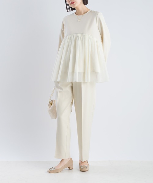 PICCIN(ピッチン)の「【セットアップ可能】ツインクロスワンタックパンツ(スーツパンツ・レディース・ベージュ/ブラック・M/L)」の8枚目の写真