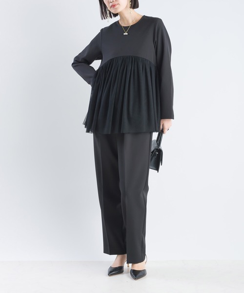 PICCIN(ピッチン)の「【セットアップ可能】ツインクロスワンタックパンツ(スーツパンツ・レディース・ベージュ/ブラック・M/L)」の12枚目の写真