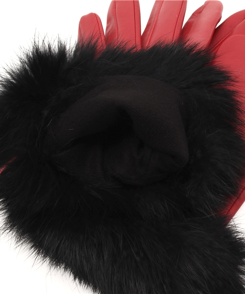 LOVELESS（ラブレス）の「【LOVELESS】WOMENS ファーコンビグローブ（手袋・レディース・レッド・FREE）」の4枚目の写真