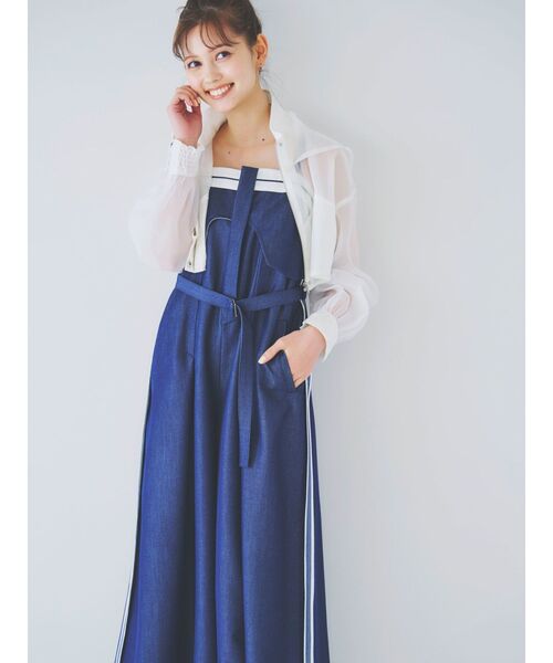 【セール】パイピングラインオーバーサロペット（ワンピース）｜dazzlin（ダズリン）