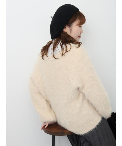 ehka sopo（エヘカソポ）の「シャギーVネックカーディガン（カーディガン/ボレロ・レディース・キナリ/ラベンダー/イエロー/グレー/グリーン/ピンク・F）」の12枚目の写真