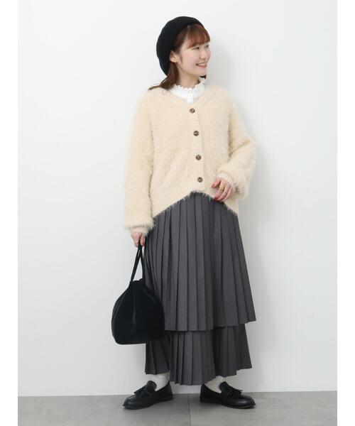 ehka sopo（エヘカソポ）の「シャギーVネックカーディガン（カーディガン/ボレロ・レディース・キナリ/ラベンダー/イエロー/グレー/グリーン/ピンク・F）」の13枚目の写真