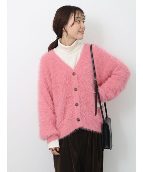 ehka sopo（エヘカソポ）の「シャギーVネックカーディガン（カーディガン/ボレロ・レディース・キナリ/ラベンダー/イエロー/グレー/グリーン/ピンク・F）」の14枚目の写真