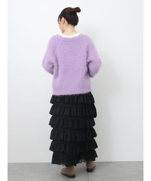 ehka sopo（エヘカソポ）の「シャギーVネックカーディガン（カーディガン/ボレロ・レディース・キナリ/ラベンダー/イエロー/グレー/グリーン/ピンク・F）」の16枚目の写真