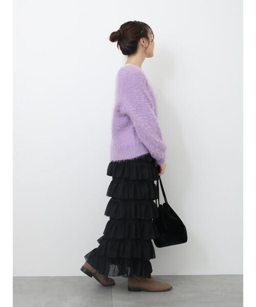 ehka sopo（エヘカソポ）の「シャギーVネックカーディガン（カーディガン/ボレロ・レディース・キナリ/ラベンダー/イエロー/グレー/グリーン/ピンク・F）」の17枚目の写真