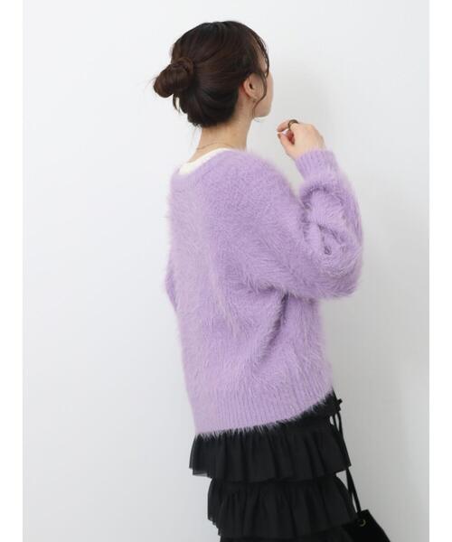 ehka sopo（エヘカソポ）の「シャギーVネックカーディガン（カーディガン/ボレロ・レディース・キナリ/ラベンダー/イエロー/グレー/グリーン/ピンク・F）」の19枚目の写真