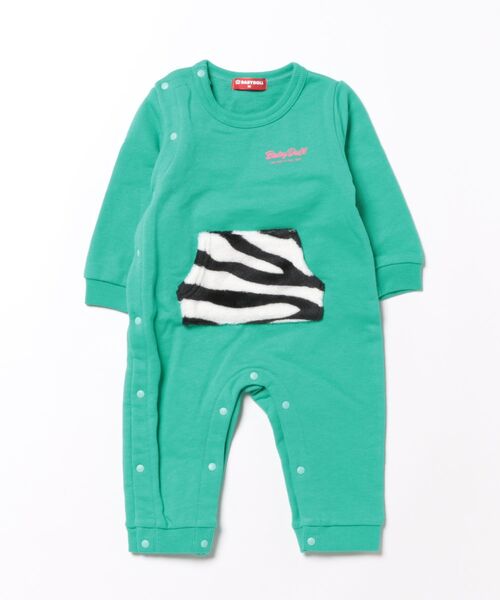 BABYDOLL(ベビードール)の「ゼブラ柄 ポケット ロンパース 9011B(ロンパース・キッズ・ピンク系その他7/ブラック/パープル/グリーン・70cm/80cm)」の2枚目の写真