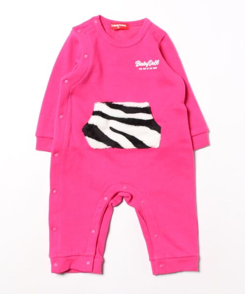 BABYDOLL(ベビードール)の「ゼブラ柄 ポケット ロンパース 9011B(ロンパース・キッズ・ピンク系その他7/ブラック/パープル/グリーン・70cm/80cm)」の4枚目の写真