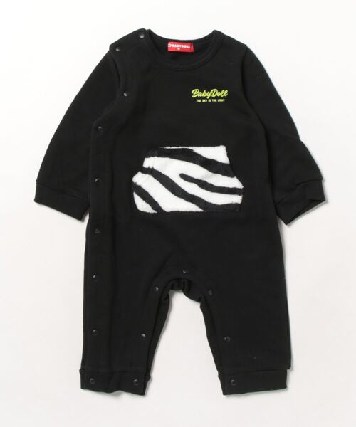 BABYDOLL(ベビードール)の「ゼブラ柄 ポケット ロンパース 9011B(ロンパース・キッズ・ピンク系その他7/ブラック/パープル/グリーン・70cm/80cm)」の7枚目の写真