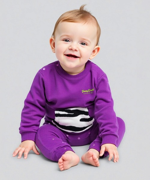 BABYDOLL(ベビードール)の「ゼブラ柄 ポケット ロンパース 9011B(ロンパース・キッズ・ピンク系その他7/ブラック/パープル/グリーン・70cm/80cm)」の12枚目の写真