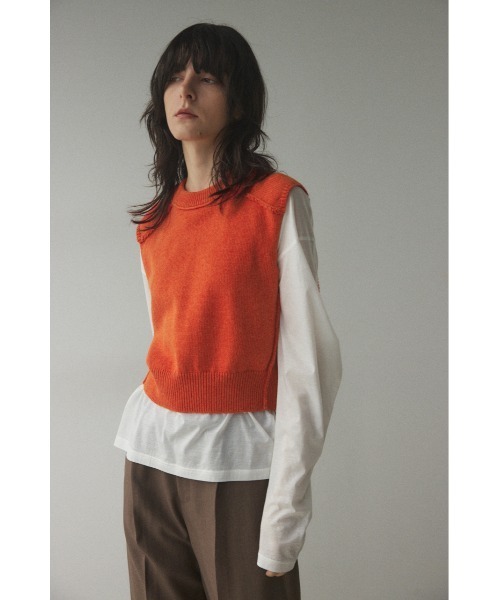 BLACK BY MOUSSY（ブラックバイマウジー）の「out linking knit vest(アウトリンキングニットベスト)（ベスト・レディース・オレンジ/オフホワイト/ライトブルー/ブラック・FREE）」の11枚目の写真