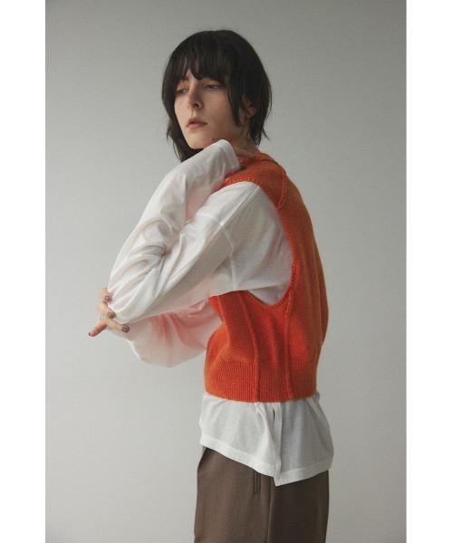 BLACK BY MOUSSY（ブラックバイマウジー）の「out linking knit vest(アウトリンキングニットベスト)（ベスト・レディース・オレンジ/オフホワイト/ライトブルー/ブラック・FREE）」の13枚目の写真