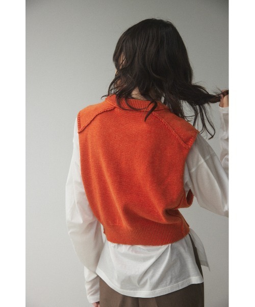 BLACK BY MOUSSY（ブラックバイマウジー）の「out linking knit vest(アウトリンキングニットベスト)（ベスト・レディース・オレンジ/オフホワイト/ライトブルー/ブラック・FREE）」の14枚目の写真