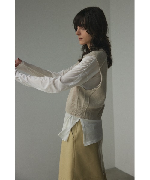 BLACK BY MOUSSY（ブラックバイマウジー）の「out linking knit vest(アウトリンキングニットベスト)（ベスト・レディース・オレンジ/オフホワイト/ライトブルー/ブラック・FREE）」の19枚目の写真