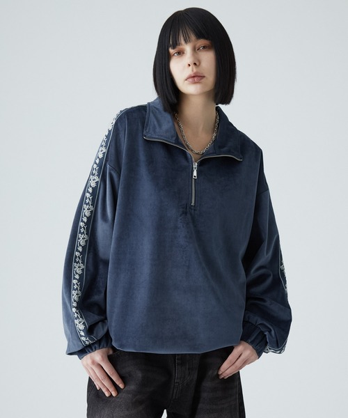 VELNUS（ベルナス）の「【VELNUS】Sideline velor half-zip pullover/サイドラインベロアハーフジッププルオーバー（スウェット・メンズ・ライトグレー/ブラック/ダークブルー/ホワイト/ブルー・S/L/M）」の10枚目の写真