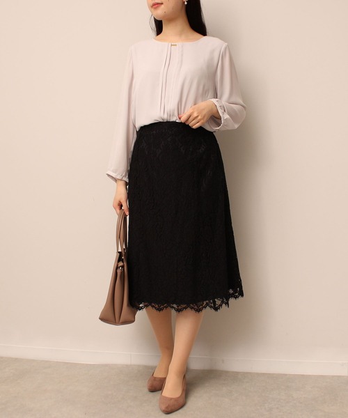 fleur by mint breeze(フルールバイミントブリーズ)の「【L~5L 大きいサイズ】シフォン ジョーゼット ピンタック 長袖 ブラウス オフィス(シャツ/ブラウス・レディース・オフホワイト/ライトグレー・3L/LL/L/5L/4L)」の20枚目の写真