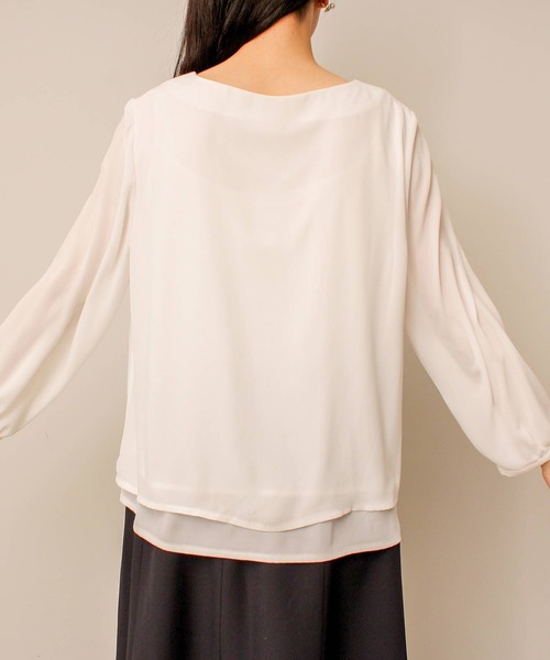 fleur by mint breeze(フルールバイミントブリーズ)の「【L~5L 大きいサイズ】シフォン ジョーゼット ピンタック 長袖 ブラウス オフィス(シャツ/ブラウス・レディース・オフホワイト/ライトグレー・3L/LL/L/5L/4L)」の8枚目の写真