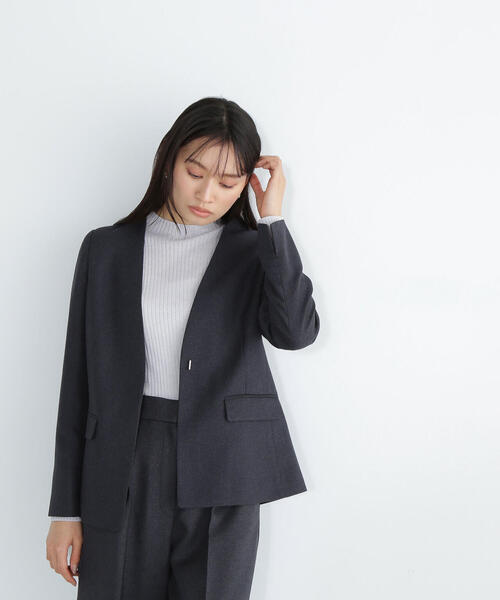 NATURAL BEAUTY BASIC(ナチュラルビューティーベーシック)の「◇シャークスキンSETUPシリーズ ノーカラージャケット(ノーカラージャケット・レディース・ベージュ/ネイビー・SMALL/MEDIUM)」の22枚目の写真