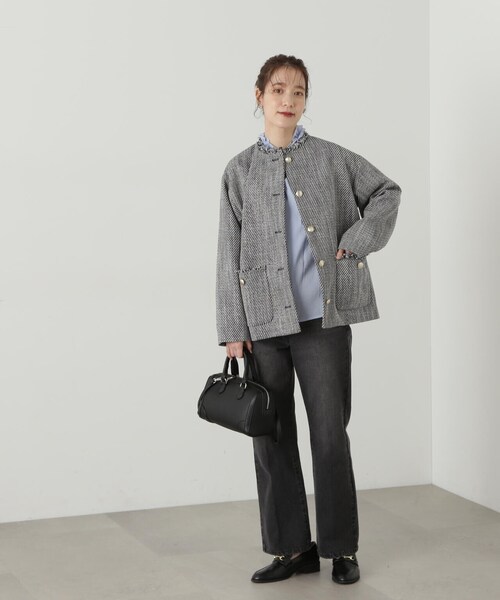 N.（N. Natural Beauty Basic）（エヌエヌナチュラルビューティーベーシック）の「◆ネックフリルディテールブラウス（シャツ/ブラウス・レディース・オフホワイト/ブルー/チャコールグレー・MEDIUM）」の22枚目の写真