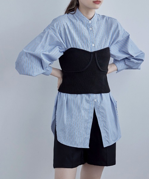 etoll.（エトル）の「リブニットビスチェ（チューブトップ・レディース・オフホワイト/チャコール/ブラック・FREE）」の2枚目の写真