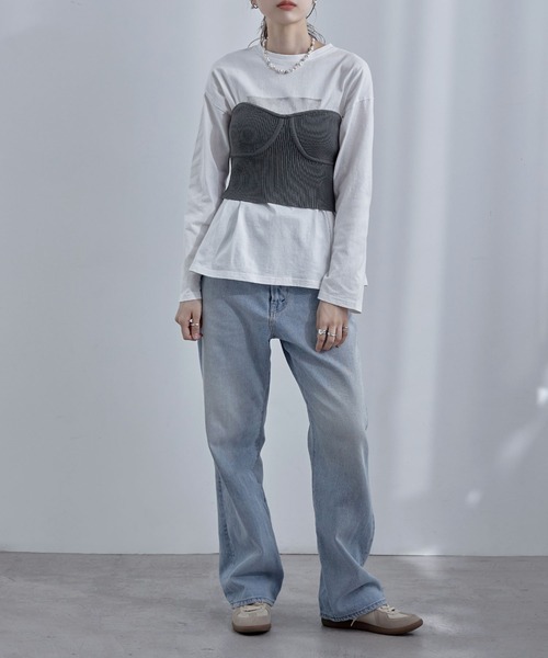 etoll.（エトル）の「リブニットビスチェ（チューブトップ・レディース・オフホワイト/チャコール/ブラック・FREE）」の20枚目の写真