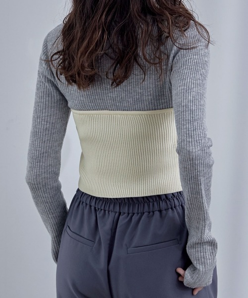 etoll.（エトル）の「リブニットビスチェ（チューブトップ・レディース・オフホワイト/チャコール/ブラック・FREE）」の16枚目の写真