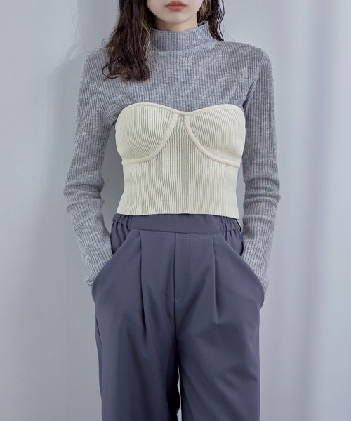 etoll.（エトル）の「リブニットビスチェ（チューブトップ・レディース・オフホワイト/チャコール/ブラック・FREE）」の17枚目の写真