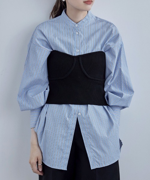 etoll.（エトル）の「リブニットビスチェ（チューブトップ・レディース・オフホワイト/チャコール/ブラック・FREE）」の9枚目の写真