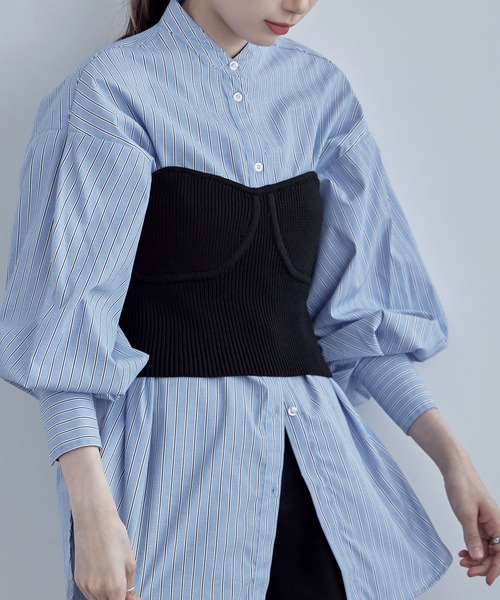 etoll.（エトル）の「リブニットビスチェ（チューブトップ・レディース・オフホワイト/チャコール/ブラック・FREE）」の10枚目の写真