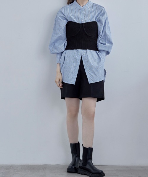 etoll.（エトル）の「リブニットビスチェ（チューブトップ・レディース・オフホワイト/チャコール/ブラック・FREE）」の11枚目の写真