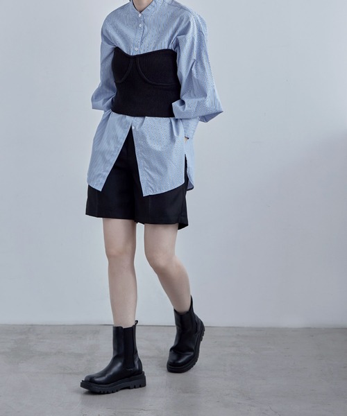 etoll.（エトル）の「リブニットビスチェ（チューブトップ・レディース・オフホワイト/チャコール/ブラック・FREE）」の12枚目の写真