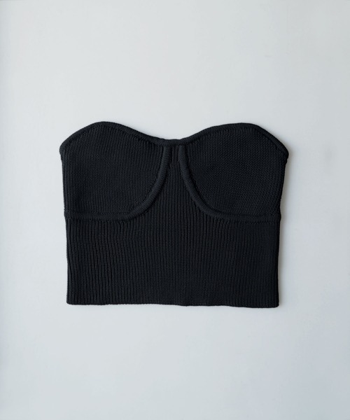 etoll.（エトル）の「リブニットビスチェ（チューブトップ・レディース・オフホワイト/チャコール/ブラック・FREE）」の4枚目の写真