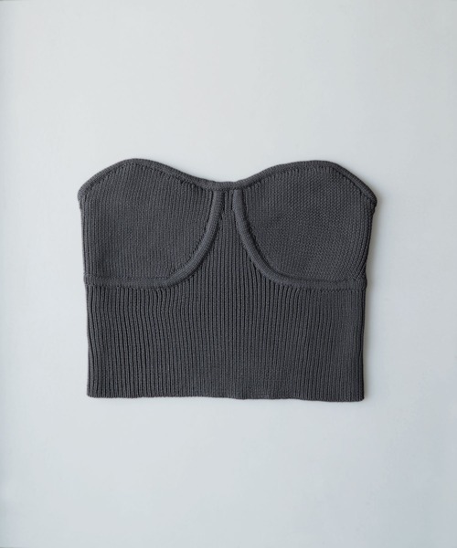 etoll.（エトル）の「リブニットビスチェ（チューブトップ・レディース・オフホワイト/チャコール/ブラック・FREE）」の6枚目の写真