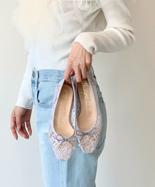 Bridget Birkin（ブリジットバーキン）の「【Bridget Birkin】スクエアレースバレエパンプス(541032)（パンプス・レディース・ブラック/ライトブルー/ベージュ・22.5/23/23.5/24/24.5）」の6枚目の写真