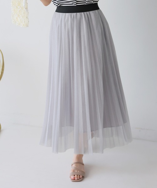 LAFFMO（ラフモ）の「ラメプリーツスカート（スカート・レディース・ブラック/オフホワイト/ナチュラル/シルバー・F）」の4枚目の写真