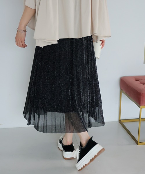 LAFFMO（ラフモ）の「ラメプリーツスカート（スカート・レディース・ブラック/オフホワイト/ナチュラル/シルバー・F）」の17枚目の写真