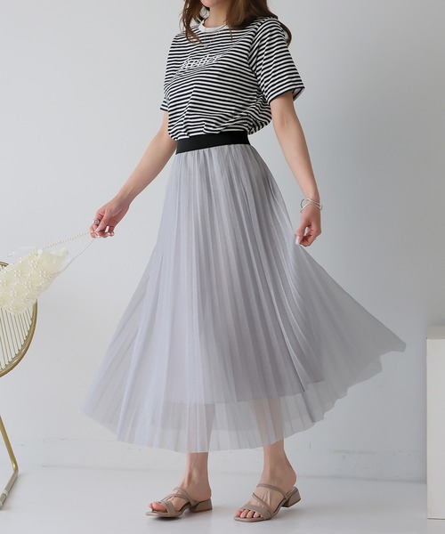 LAFFMO（ラフモ）の「ラメプリーツスカート（スカート・レディース・ブラック/オフホワイト/ナチュラル/シルバー・F）」の16枚目の写真