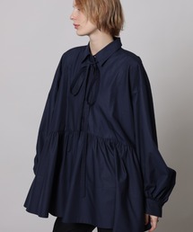 CADUNE カデュネ　ボウ付きチュニックシャツ ブラウス　リボン CADUNE（カデュネ）の「ボウ付きシャツチュニック（シャツ