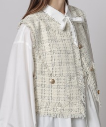 極美品 カデュネ 24SS ボウ付きシャツチュニック ペプラム