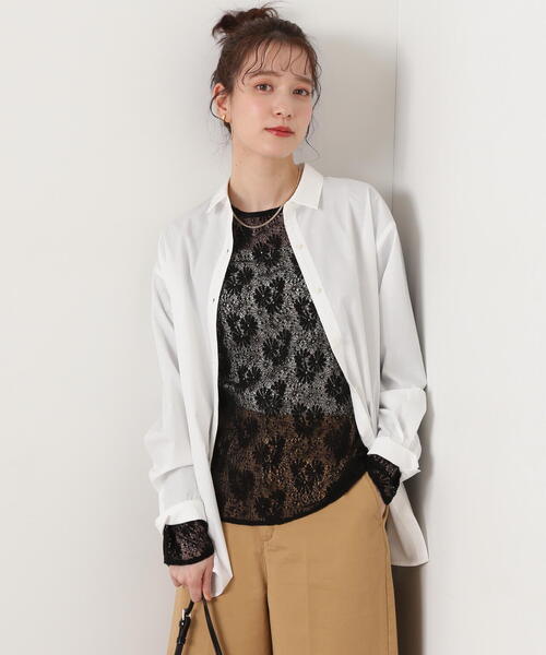 N.（N. Natural Beauty Basic）（エヌエヌナチュラルビューティーベーシック）の「◆マーガレットレースカットソー（Tシャツ/カットソー・レディース・オフホワイト/ブラック・MEDIUM）」の9枚目の写真