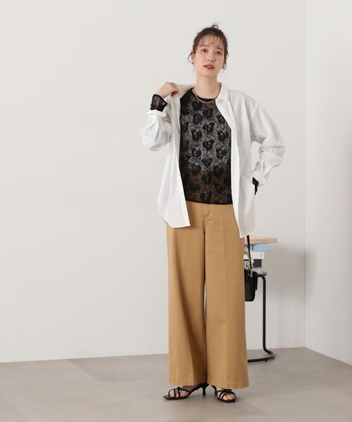 N.（N. Natural Beauty Basic）（エヌエヌナチュラルビューティーベーシック）の「◆マーガレットレースカットソー（Tシャツ/カットソー・レディース・オフホワイト/ブラック・MEDIUM）」の13枚目の写真